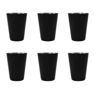 gifts infinity® party black stainless steel shot glass, 2 ounce - set of 6