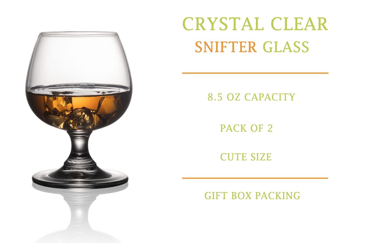 BothEarn Small Clear Brandy Snifter Set of 2, 8.5 Ounce (250 ml) Crystal Whiskey Cognac Glass, Good for Wedding Bar Party Home Cocktail