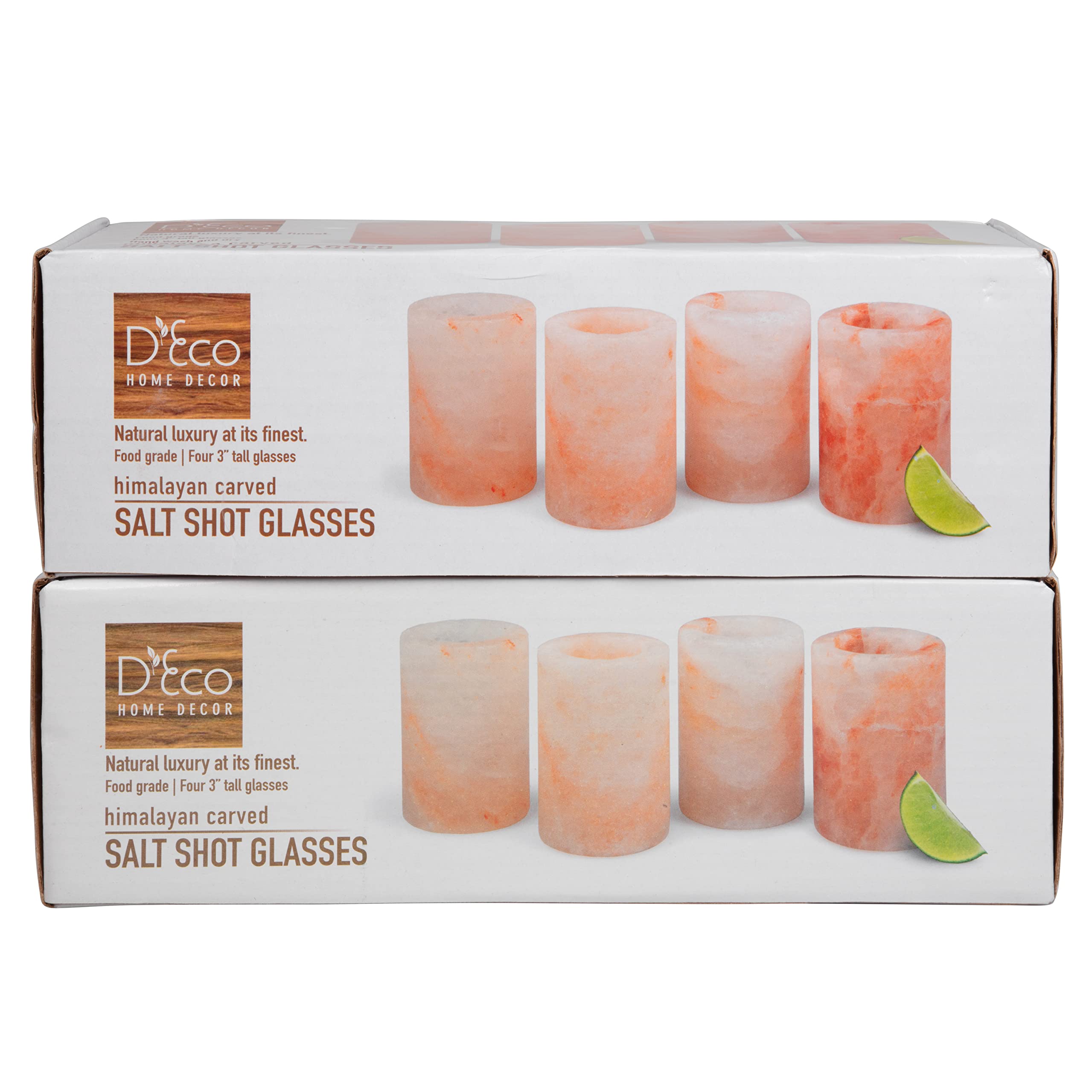 D'Eco Himalayan Salt Shot Glasses (12 Pack) - Hand-Carved 3" All-Natural Pink Salt Tequila Shooters - Perfect For College, Parties, Birthday Gifts