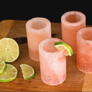 D'Eco Himalayan Salt Shot Glasses (12 Pack) - Hand-Carved 3" All-Natural Pink Salt Tequila Shooters - Perfect For College, Parties, Birthday Gifts