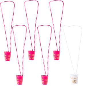juvale 6 pack pink bachelorette shot glass necklace, cheers b*tches and future mrs themed party favors (30 in)