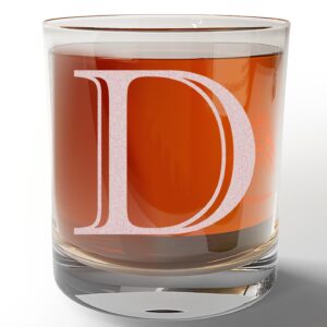 Etched Monogram 11oz Whiskey Rocks Glass (Letter D), A-Z Customized Bourbon Gifts for Men, Personalized Old Fashioned Scotch Glass, Custom Engraved Gifts for Him, Initial, Name, Regalos Personalizados
