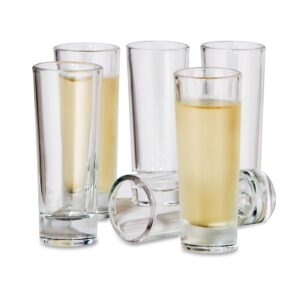 oggi tall shot glasses w/heavy base, set 6 - real glass shot glass set, cool & classic design ideal groomsmen gifts, tequila shot glasses, bachelor party favors for men - 2oz / 59ml