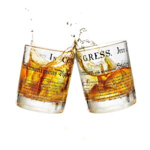 greenline goods whiskey glasses - declaration of independence (set of 2) | 10 oz tumblers - american us patriotic gift set | old fashioned cocktail glasses