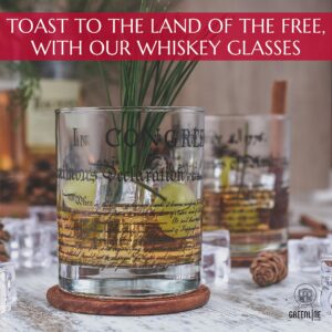 Greenline Goods Whiskey Glasses - Declaration of Independence (Set of 2) | 10 oz Tumblers - American US Patriotic Gift Set | Old Fashioned Cocktail Glasses