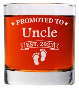 carvelita promoted to uncle est 2023 - uncle whiskey glass - 11oz old fashioned bourbon rocks glass - uncle pregnancy announcement - gifts for first time uncle - baby reveal gift for brother