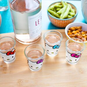 Silver Buffalo Sanrio Hello Kitty Faces 1.5-Ounce Mini Shot Glasses | Set of 4