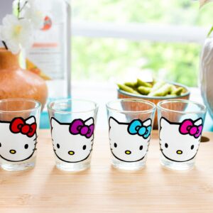 Silver Buffalo Sanrio Hello Kitty Faces 1.5-Ounce Mini Shot Glasses | Set of 4