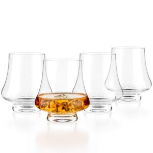 luxbe - bourbon whisky crystal glass snifter, set of 4 - wide tasting glasses - handcrafted - good for cognac brandy scotch - 9-ounce/260ml