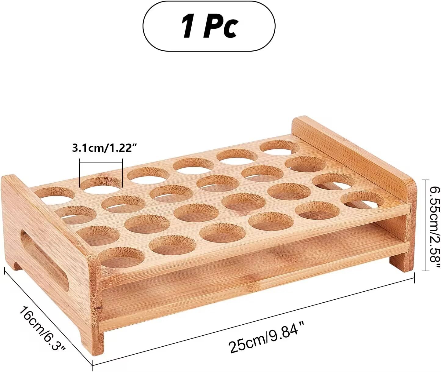 NBEADS 24 Shot Glass Tray Holder, Hole: 1.22" Bar Bamboo Shot Glass Holder Wine Glass Cup Serving Tray Cups Organizer Shot Glass Display Bar Accessories for Party, Bar, Club