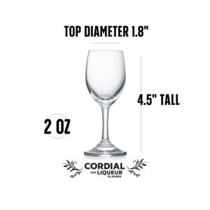 GLASSIQUE CADEAU 2 oz Liquor and Cordial Mini Wine Glasses | Set of 6 | Crystal Stemmed Shot Glasses for Drinking Limoncello, Aperitif, Schnapps, Digestive, After Dinner Drink, Liqueur, Sherry