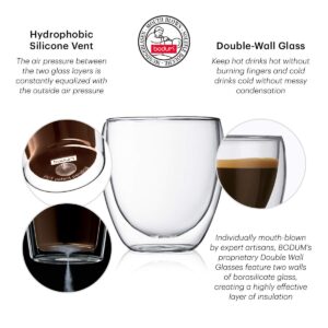 Bodum Pavina Double Wall Clear Espresso Shot Glass Extra Small 2.5 Ounce 6-Pack