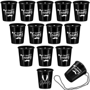 20 pack bachelor shot glass necklace bulk groom team shot cups with beaded necklace bachelorette bridal shower party favors supplies wedding proposal gifts for men groomsman, black
