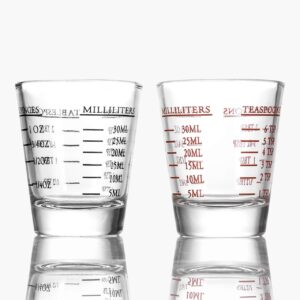 beautyflier shot glasses measuring cup liquid heavy glass wine glass espresso shot glass 26-incremental measurement 1oz, 6 tsp, 2 tbs, 30ml