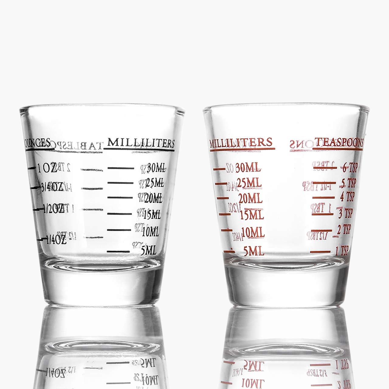 Beautyflier Shot Glasses Measuring cup Liquid Heavy Glass Wine Glass Espresso Shot Glass 26-Incremental Measurement 1oz, 6 Tsp, 2 Tbs, 30ml