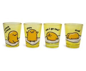 gudetama sleepy 1.5-ounce mini glass cups | set of 4