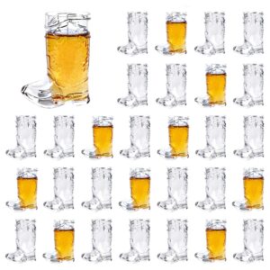 shaoqinlin cowboy boot shot glasses, 30 pcs 1 oz mini plastic boot cups, clear pattern beer boot mugs western cowboy cowgirl theme party supplies