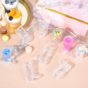 SHAOQINLIN Cowboy Boot Shot Glasses, 30 Pcs 1 oz Mini Plastic Boot Cups, Clear Pattern Beer Boot Mugs Western Cowboy Cowgirl Theme Party Supplies