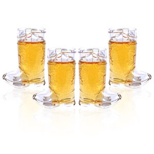 SHAOQINLIN Cowboy Boot Shot Glasses, 30 Pcs 1 oz Mini Plastic Boot Cups, Clear Pattern Beer Boot Mugs Western Cowboy Cowgirl Theme Party Supplies