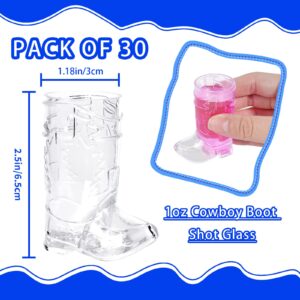 SHAOQINLIN Cowboy Boot Shot Glasses, 30 Pcs 1 oz Mini Plastic Boot Cups, Clear Pattern Beer Boot Mugs Western Cowboy Cowgirl Theme Party Supplies