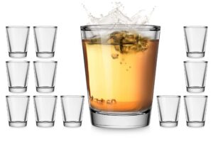 luxu shot glass 1.5 fl.oz,heavy base shot glasses set of 12, clear small glass set for cocktail,whiskey, tequila, vodka,mini drinking cups for espresso.