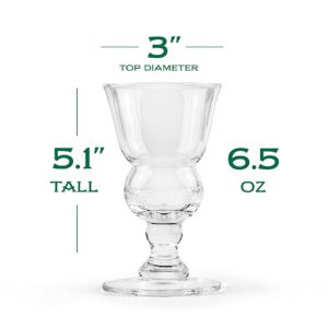 Vintage Crystal Absinthe, Sambuca, Raki, Pastis, Ouzo Glasses | Set of 4 | Short Stemmed 6.5 oz Goblets with Bubble Reservoir for Drinking Green Fairy | Handblown Small Wine Bistro Glassware