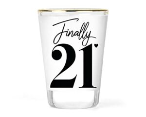 21st birthday shot glass | finally 21 | 21st bday party shot glasses | 21 celebration shot glass | 21st birthday gift | 21st bday glass | happy 21st birthday