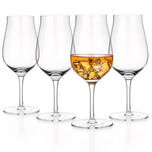 luxbe - bourbon, brandy & cognac crystal glasses tulip snifter, set of 4 - large handcrafted leadfree glass - great for spirits drinks - whiskey scotch - 10oz/300ml