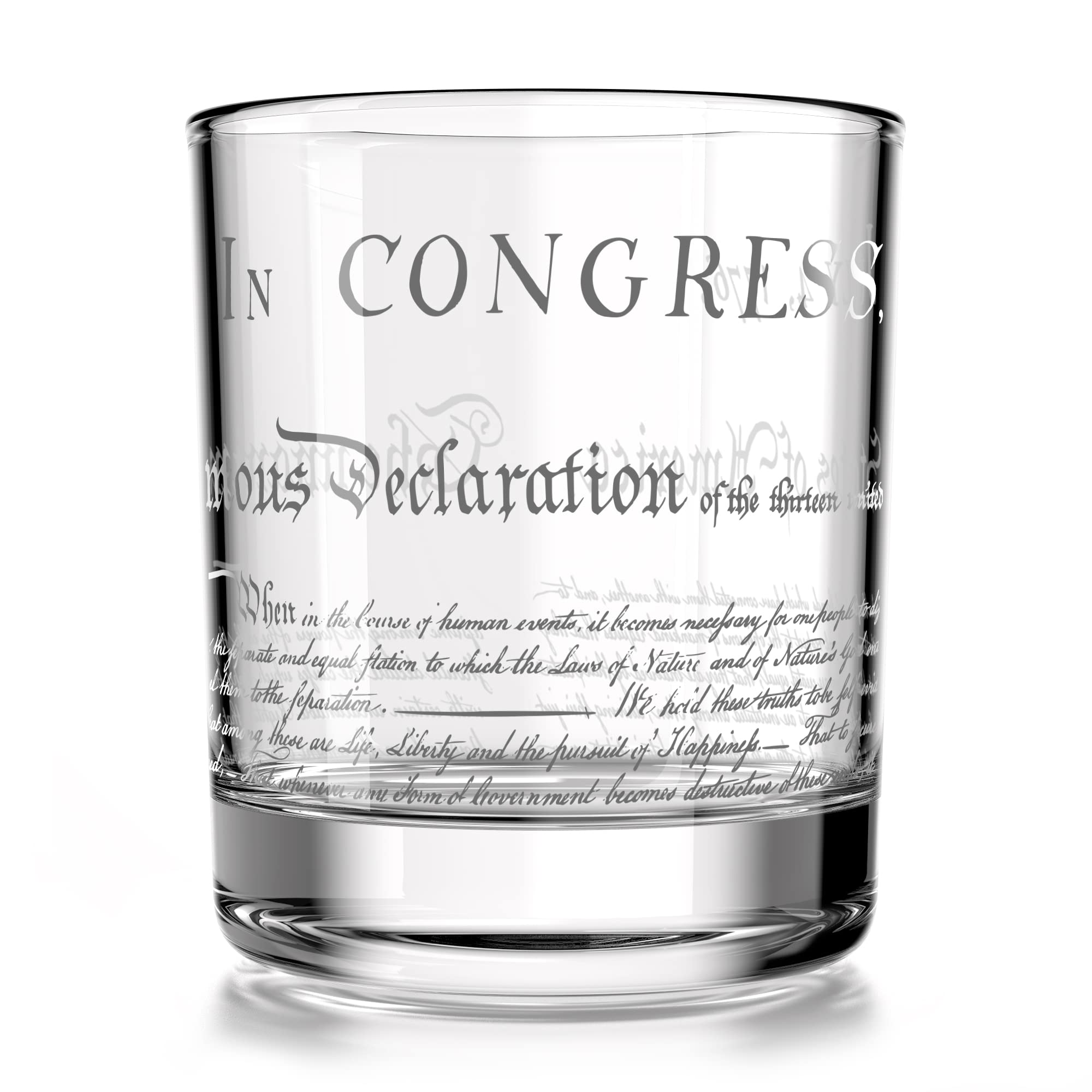 Declaration of Independence - Patriotic Old Fashioned Whiskey Rocks Glass - 12 oz capacity