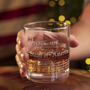 Declaration of Independence - Patriotic Old Fashioned Whiskey Rocks Glass - 12 oz capacity