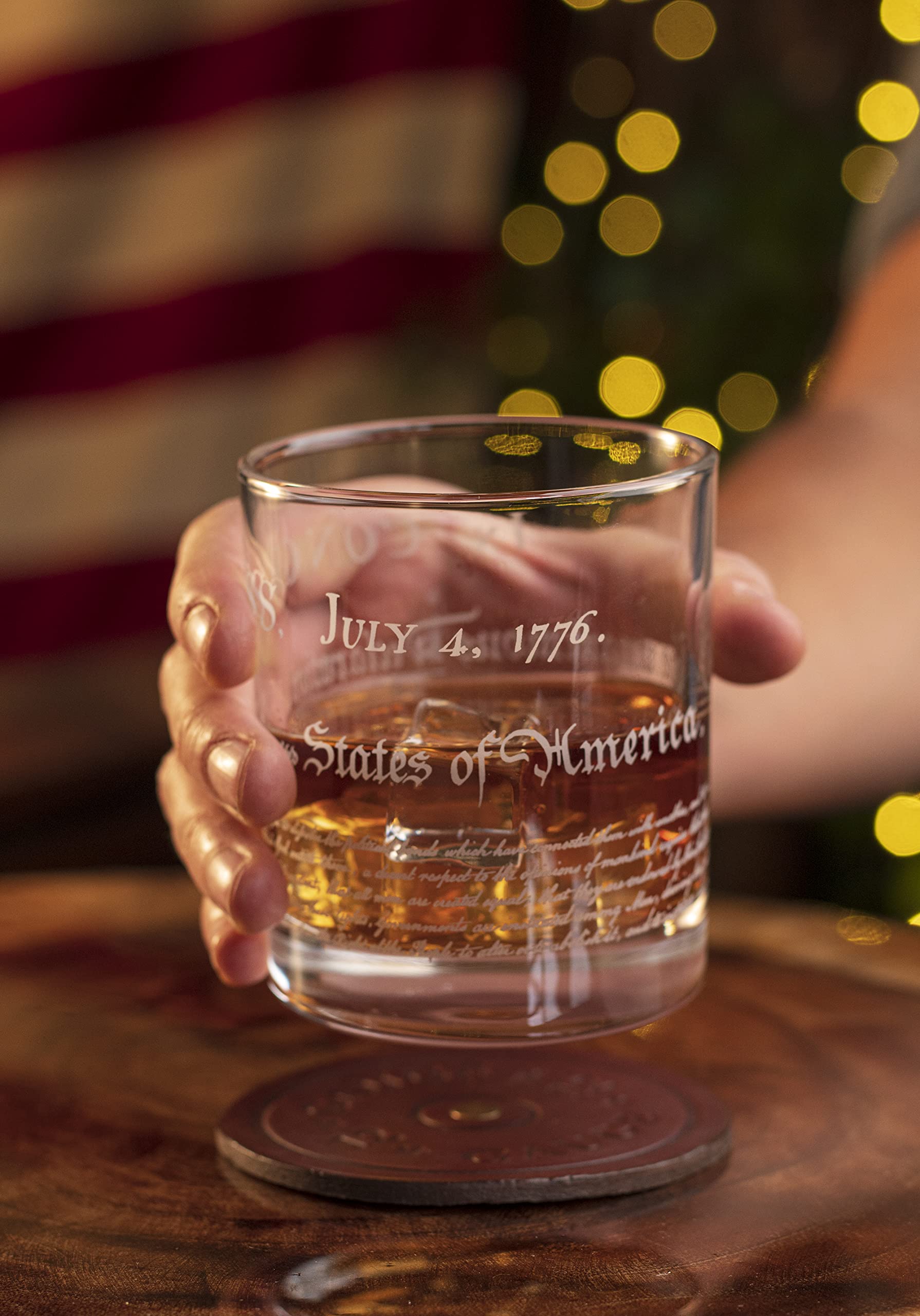 Declaration of Independence - Patriotic Old Fashioned Whiskey Rocks Glass - 12 oz capacity