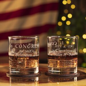 Declaration of Independence - Patriotic Old Fashioned Whiskey Rocks Glass - 12 oz capacity