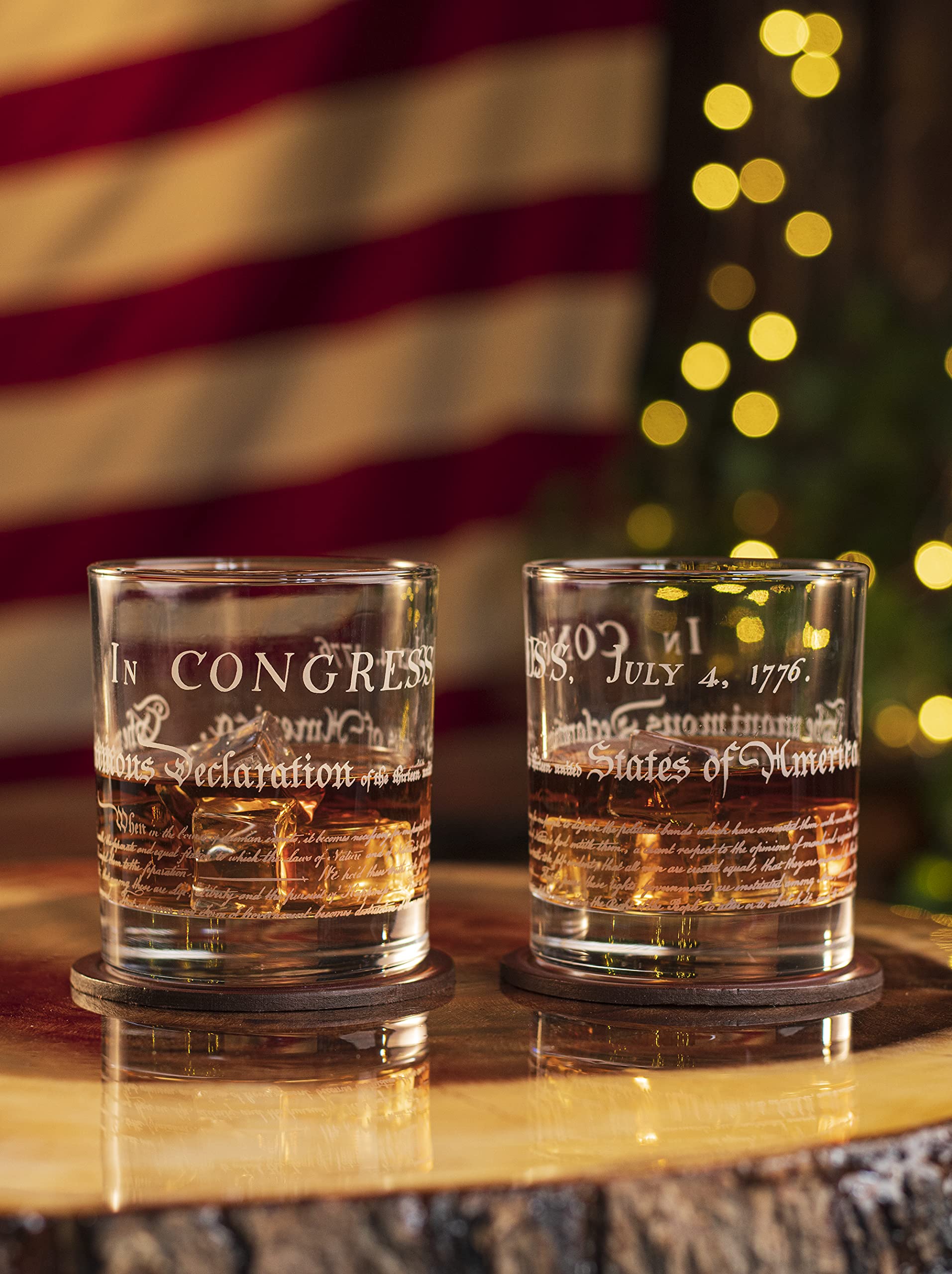 Declaration of Independence - Patriotic Old Fashioned Whiskey Rocks Glass - 12 oz capacity