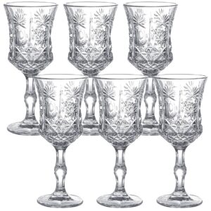 elsjoy set of 6 embossed cordial glass, 3.5 oz clear goblet glassware tasting glasses vintage stemware shot glasses for alcohol drinking, wedding, party, bar