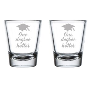 mip brand set of 2 shot glasses 1.75oz shot glass one degree hotter funny graduation