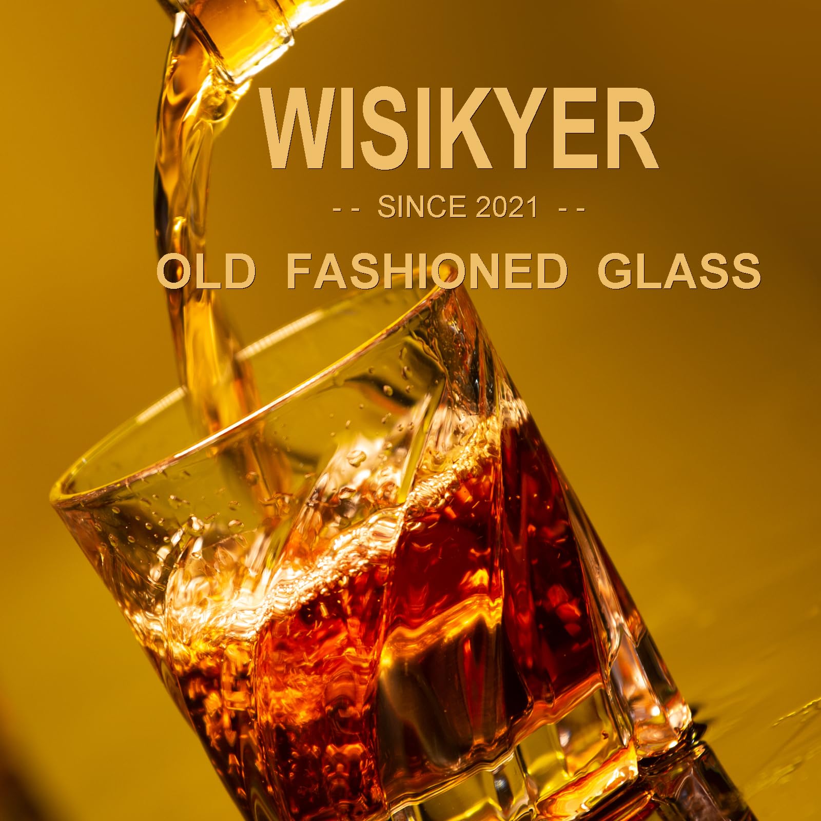 WISIKYER Whiskey Glasses Set 4, Spinning Bourbon Glass with Luxury Box Rotating Old Fashioned Rocks Glass Gifts on Birthday/Retirement/Anniversary, Scotch Glass Cup Gifts for Men