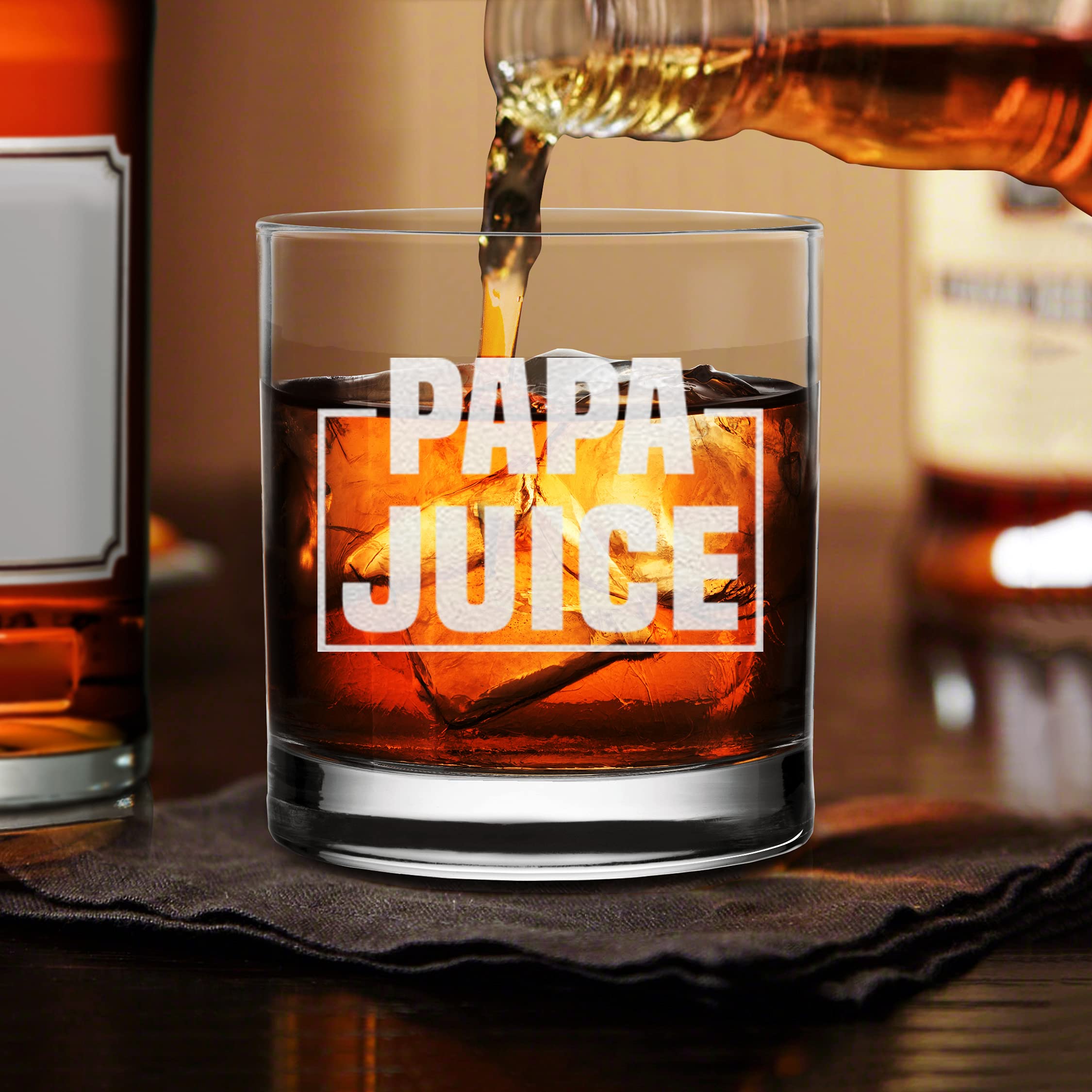 NeeNoNex Papa Juice Whiskey Glass - Funny Birthday Retirement Fathers Day Gift for Grandpa Papa