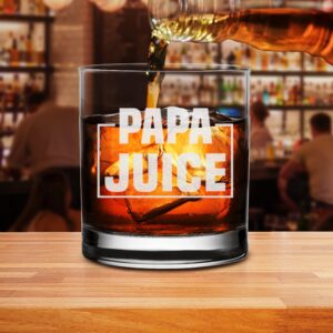 NeeNoNex Papa Juice Whiskey Glass - Funny Birthday Retirement Fathers Day Gift for Grandpa Papa