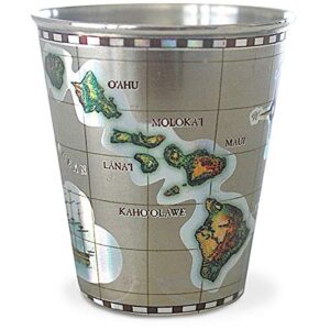 stainless steel shot glass islands of hawaii map