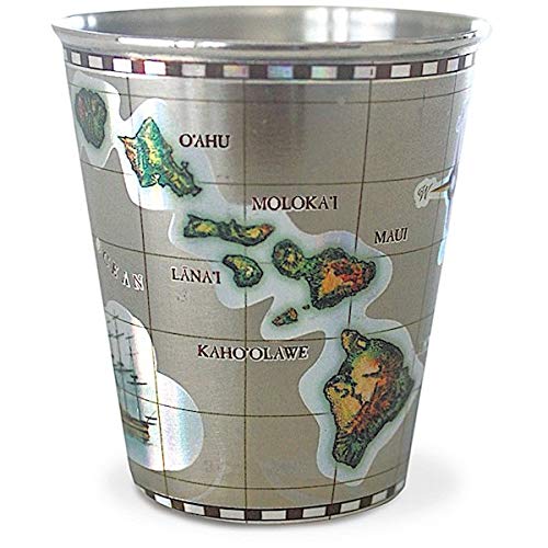 Stainless Steel Shot Glass Islands of Hawaii Map