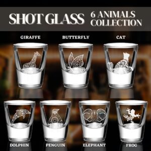 Onebttl Animal Themds Shot Glass Set of 2, 1.5oz Shot Glasses Set for Women, Boss Lady for Christmas, Birthday, White Elephant - Giraffe Gifts