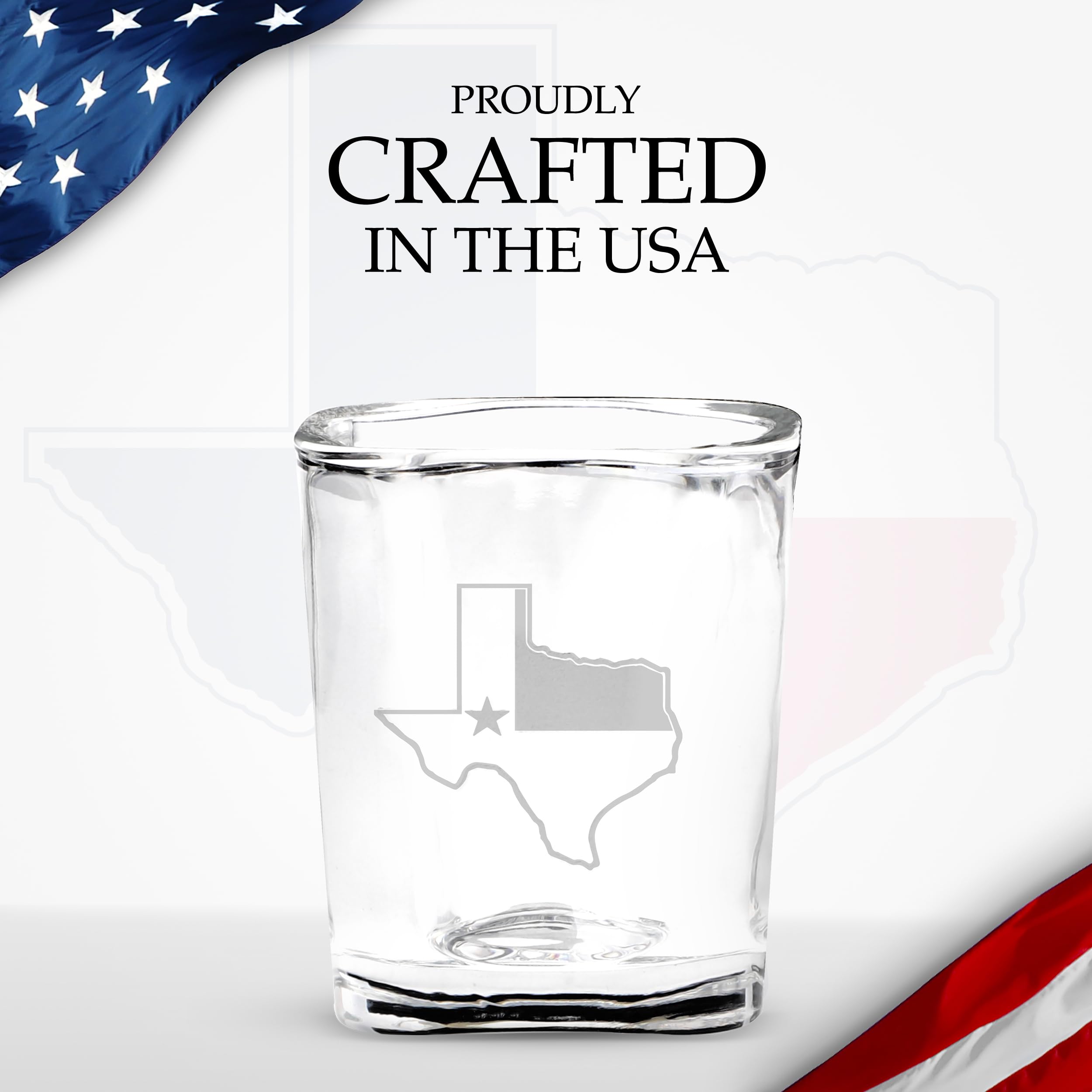 Rogue River Tactical Square Texas State Flag Outline Shot Glass Gift For Texan TX