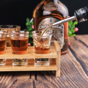 LINALL Shot Glasses 12pcs Shot Glass Set 1oz/30ml Shot Glass Holder Heavy Base Shot Glass Serving Tray for Whisky Tequila Drinking Serving Display (12pcs)