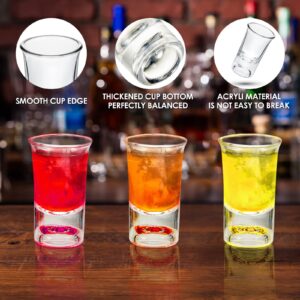 2 Set Shot Glasses Set 24 pcs 0.5 Oz/ 15 ml Mini Acrylic Shot Glass with Tray Holder Wood Serving Tray Tequila Glasses Clear Shot Glasses for Club Party Bar