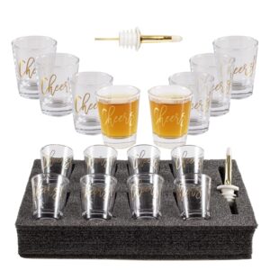 BYCNZB 2Ounce Heavy Base Shot Glass Set for Whiskey, Tequila, Vodka,Cocktail Shot Glass 8-Pack (2ozcheers)