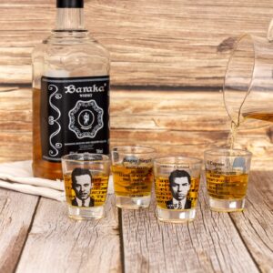 PDBOOM Gangster Shot Glass Set - Gangster Gifts for Men 4PCS Mafia Mugshots Shot Glasses Funny Gangsters Shot Glasses for Men, Husband, Boyfriend