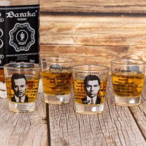 PDBOOM Gangster Shot Glass Set - Gangster Gifts for Men 4PCS Mafia Mugshots Shot Glasses Funny Gangsters Shot Glasses for Men, Husband, Boyfriend