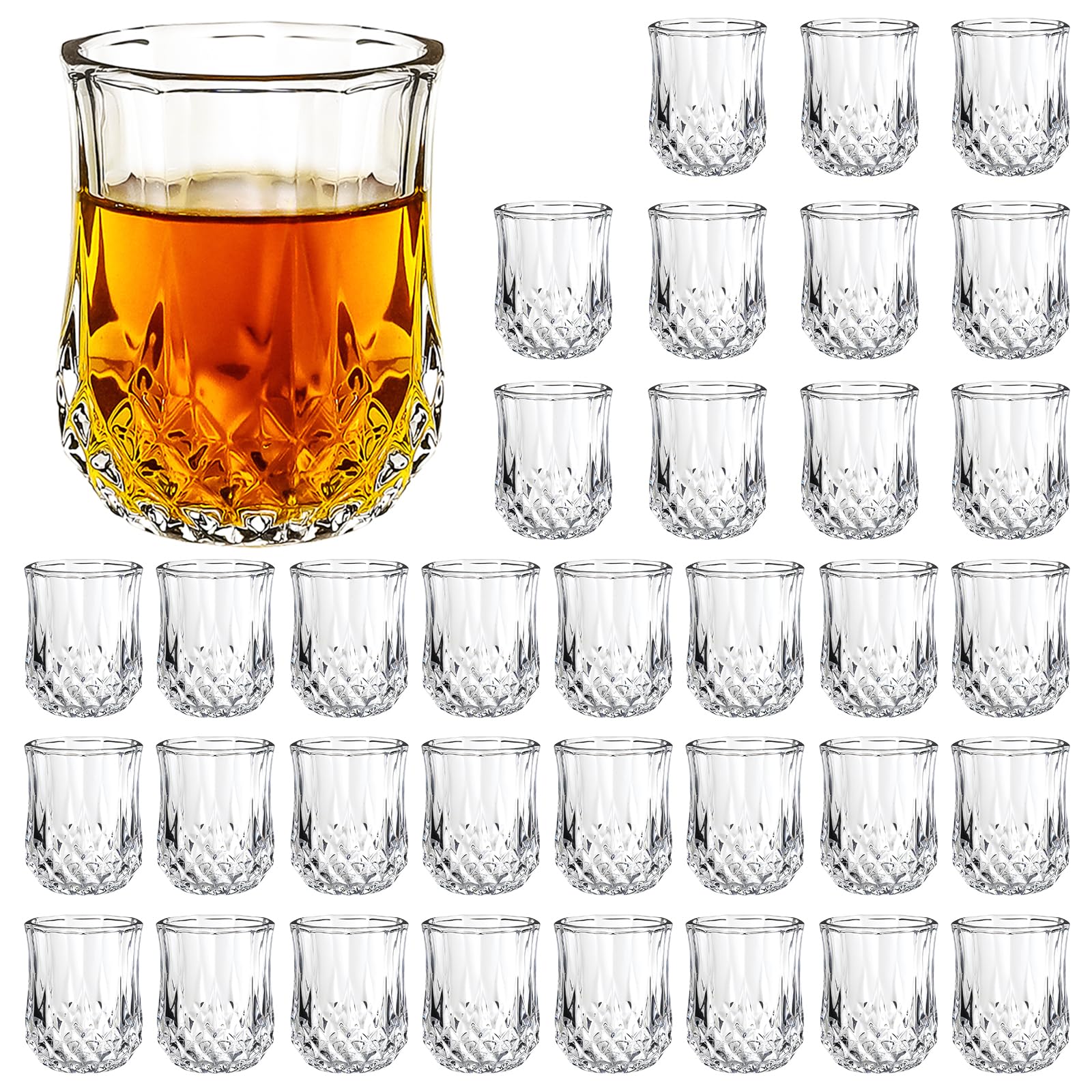 INFTYLE Shot Glasses Set of 36-1.5oz Clear Glasses Shot Glass Set with Heavy Base Whiskey Glasses Great for Vodka Tequila, Cocktail