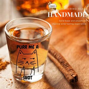 Shot glasses Set of 2, Funny drinking gifts for Cat lovers, Men, Women, Heavy Base shot glass for Birthday/Christmas, Purr me a shot, 1.5 oz, Onebttl