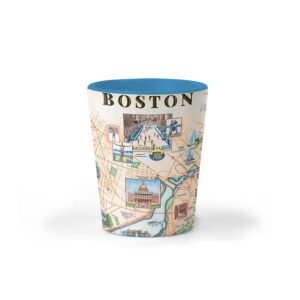 xplorer maps boston city map ceramic shot glass, bpa-free - for office, home, gift, party - durable and holds 1.5 oz liquid